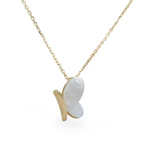 14K Yellow gold mother pearl butterfly necklace-226113