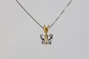 16'' 18k Two-Tone Gold 0.04tcw Diamond Butterfly Pendant Necklace (5.80g.)