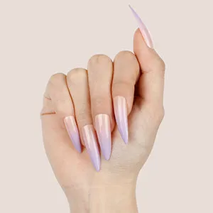 24pcs Gradient Color Pearly-lustre Trapeziop Fake Nail