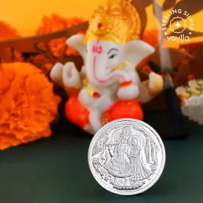 925 Sterling Silver Radha Krishna 10 Grams Coin - Voylla