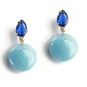 A & Furst - Bonbon - Earrings with Kyanite, Aquamarine and Diamonds, 18k Yellow Gold