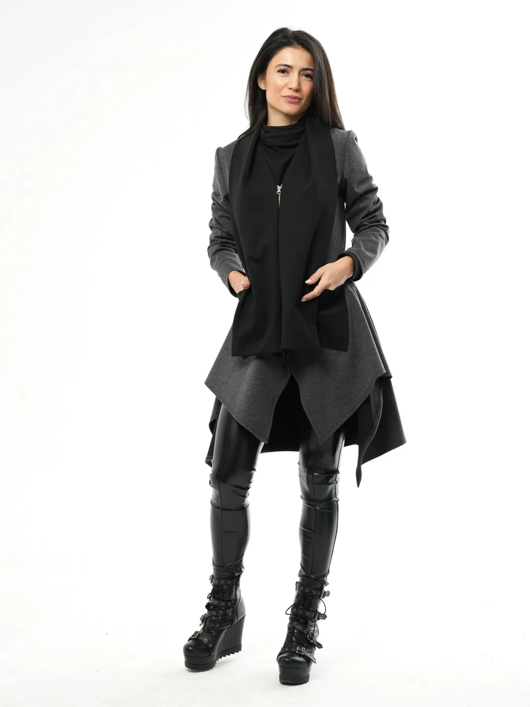 Asymmetric Coat With Scarf