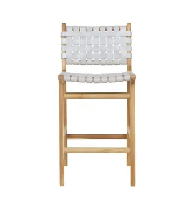 Bar Stool Woven with Back - Grey