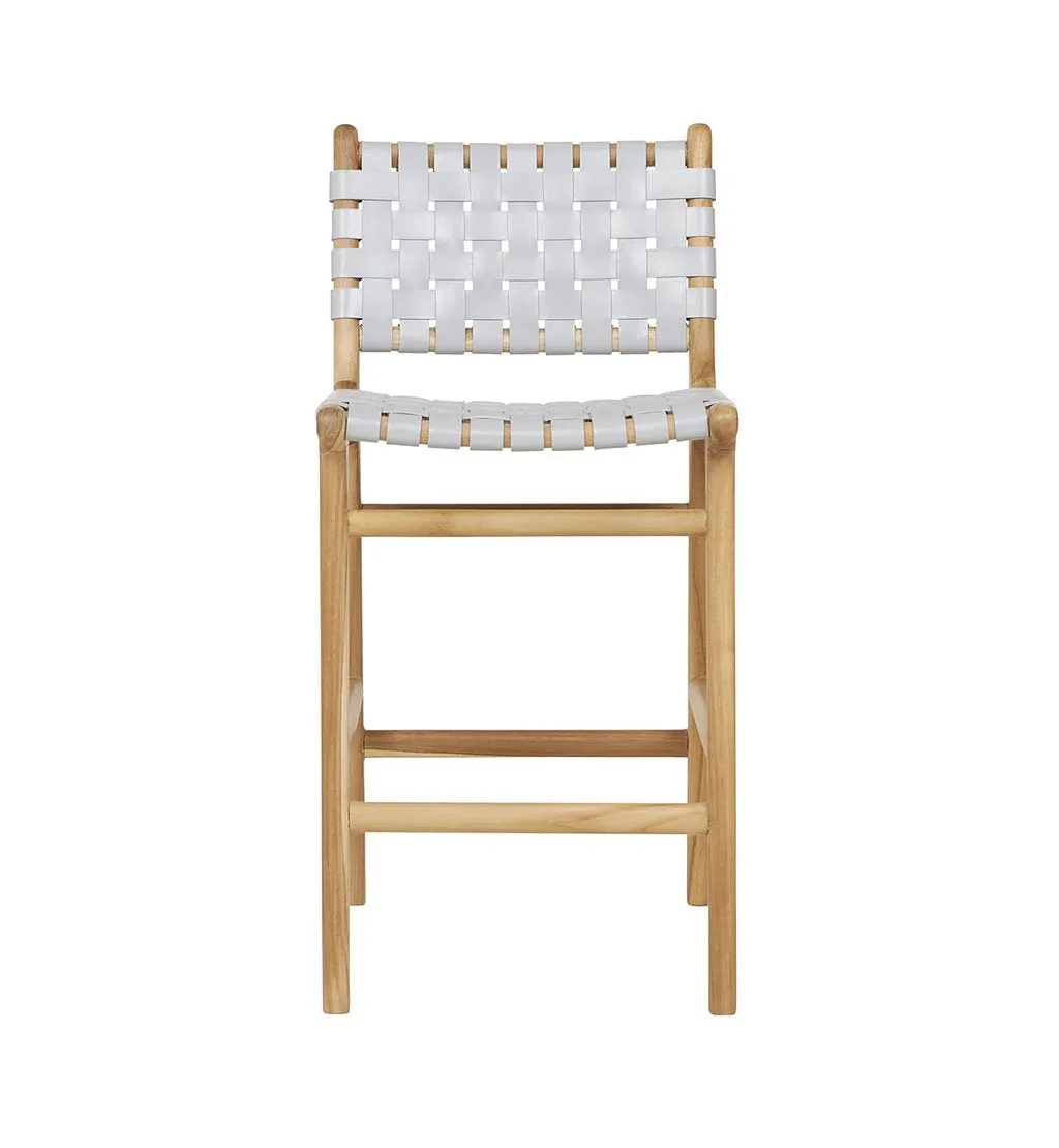 Bar Stool Woven with Back - Grey