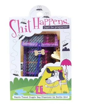 Bertie Girl Harris Tweed "Shit happens" Poo Bag Holder