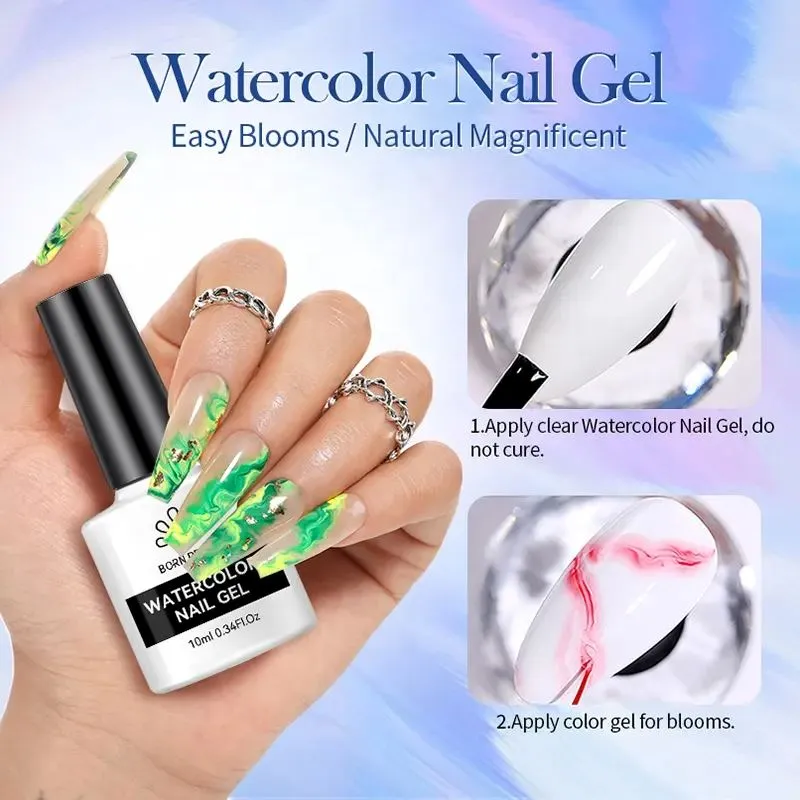 Blooming Watercolor Nail Gel Marble Effects Born Pretty