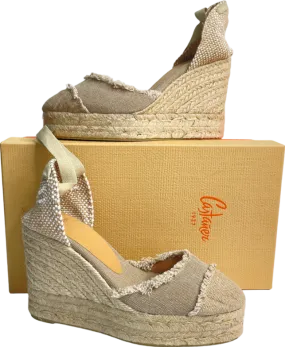 Castaner Beige Catalina Ankle Strap Wedge Espadrilles UK 4 EU 37 👠