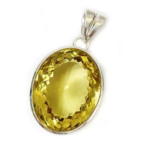 Chunky Lemon Quartz Oval Boho Pendant