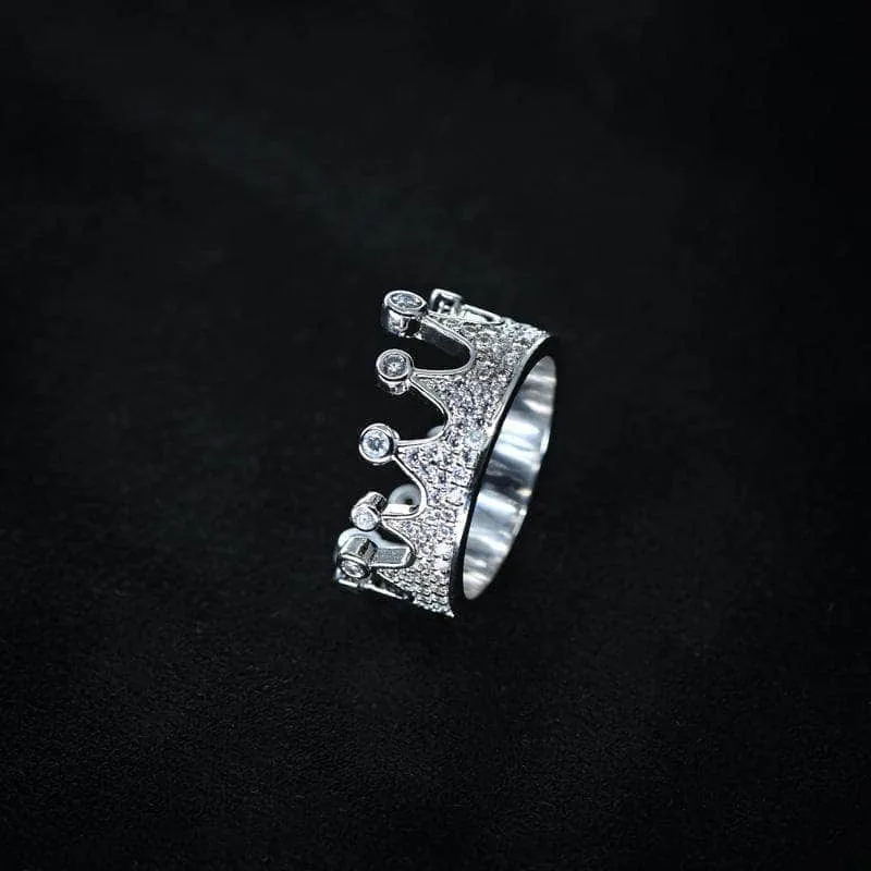 Crown Ring in White Gold