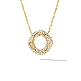 David Yurman 15.5MM Pave Crossover Pendant Necklace in 18K Yellow Gold with Diamonds