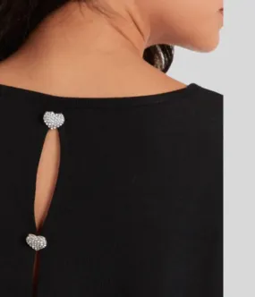 Diamante Heart Button Back Top