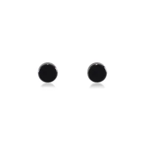 ER003BP B.Tiff High Polish Plain Round Black Anodized Stainless Steel Stud Earrings