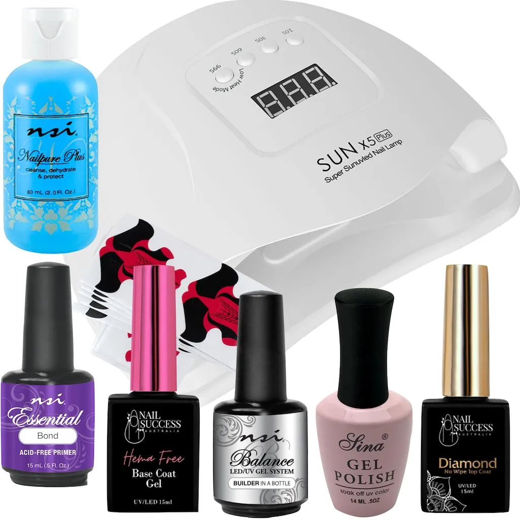 Gel Nail KIT - Gel In The Bottle Kit   Nail Lamp LED X5PLUS 80W