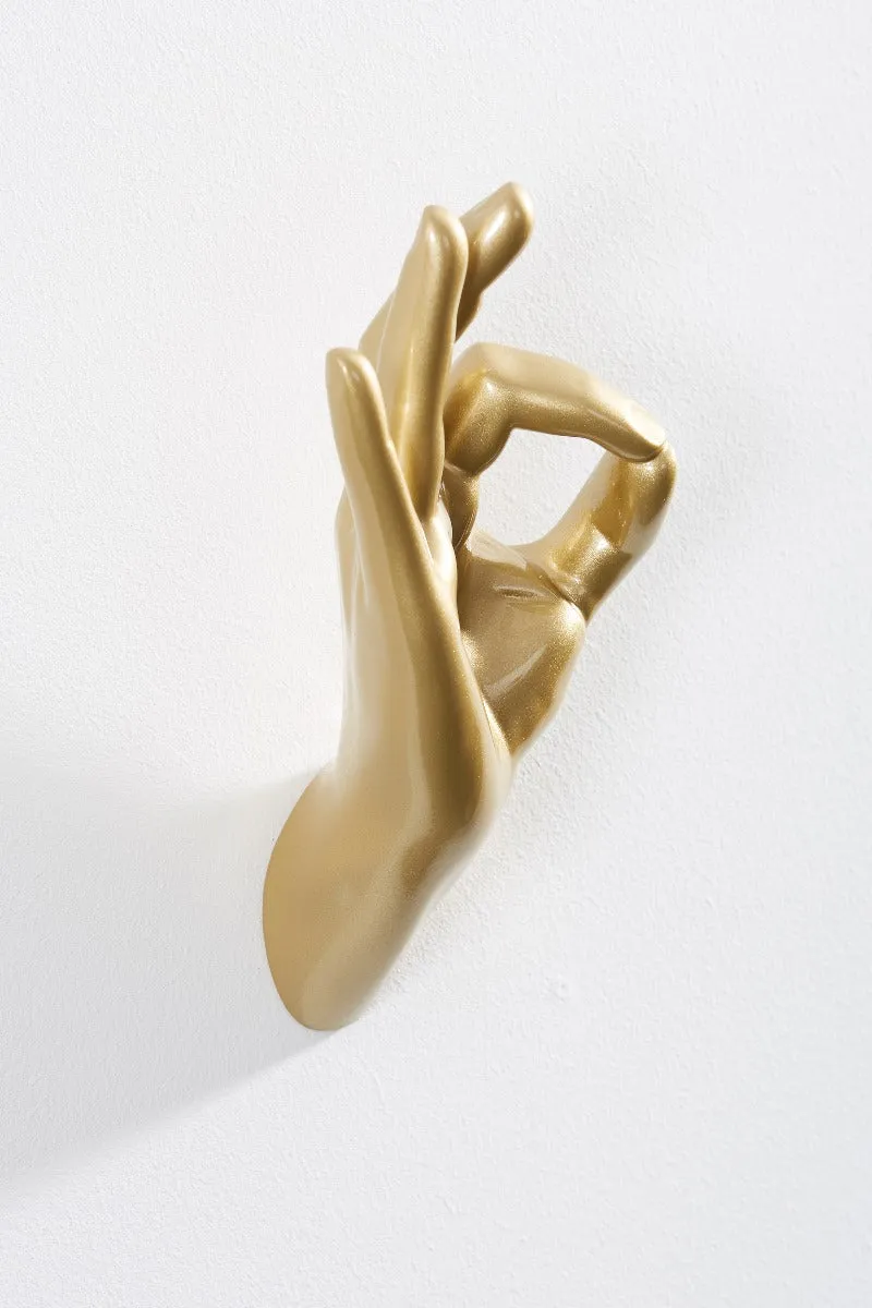 Gold Okay Hand Wall Art & Coat Hook