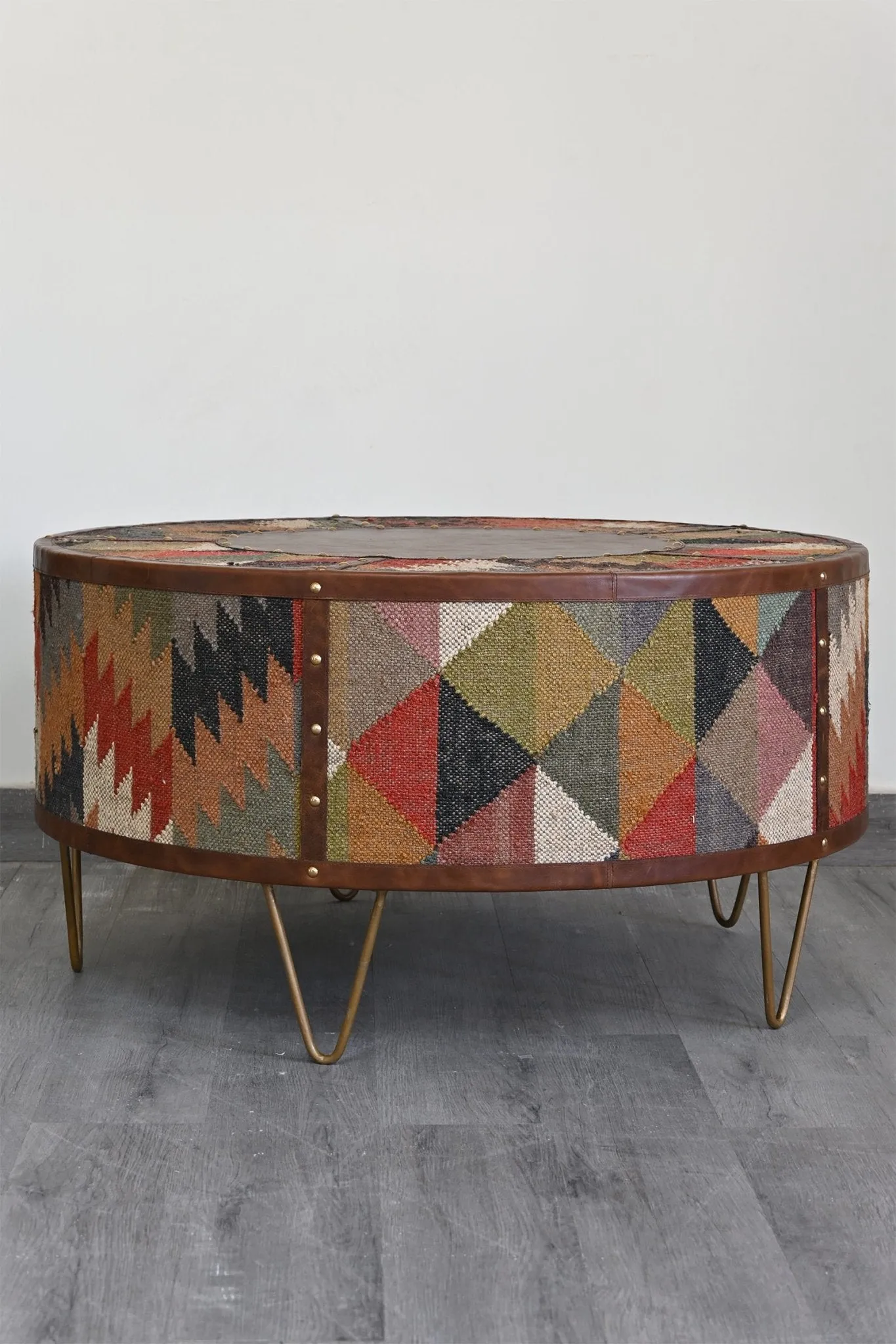 GOROUND COFFEE TABLE - KILIM AND LEATHER