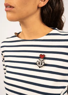 Heart anchor embroidered brooch - SAINT JAMES x Macon & Lesquoy (ARGENT)