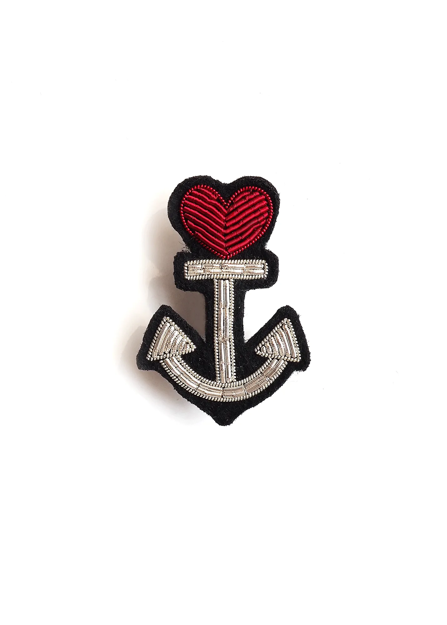 Heart anchor embroidered brooch - SAINT JAMES x Macon & Lesquoy (ARGENT)