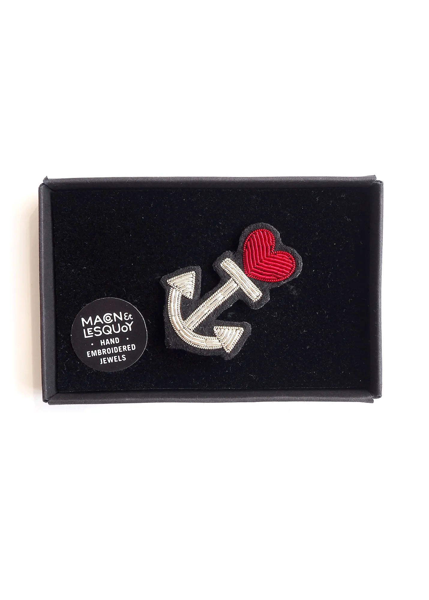 Heart anchor embroidered brooch - SAINT JAMES x Macon & Lesquoy (ARGENT)