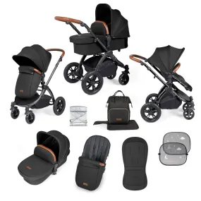 Ickle Bubba Stomp Luxe 2 in 1 Pushchair -  Black / Midnight / Tan