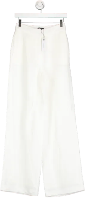 Karen Millen White Fluid Tailored Mid Rise Wide Leg Trouser UK 6