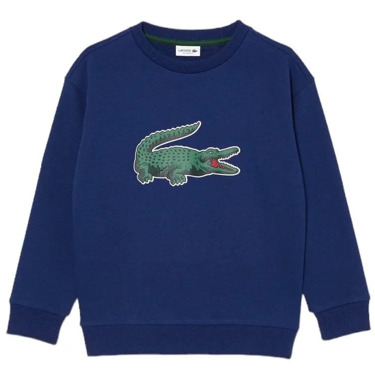 Kids Lacoste Signature Print Sweatshirt (Navy Blue) SJ1231-51