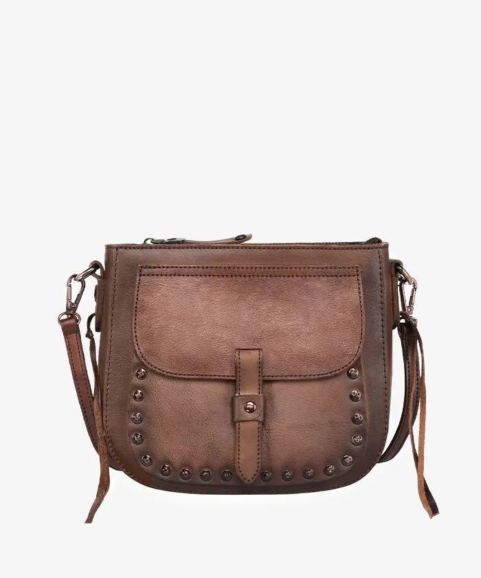 Montana West Genuine Leather Tassel Crossbody Bag