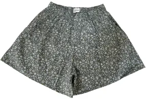 Organic poplin shorts in ditsy floral- Grey teal