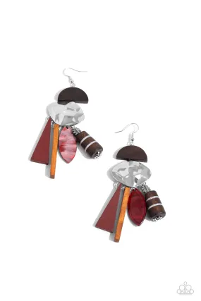 Paparazzi Textured Talisman Red Earrings