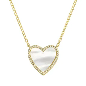 Pave Outline Stone Heart Necklace