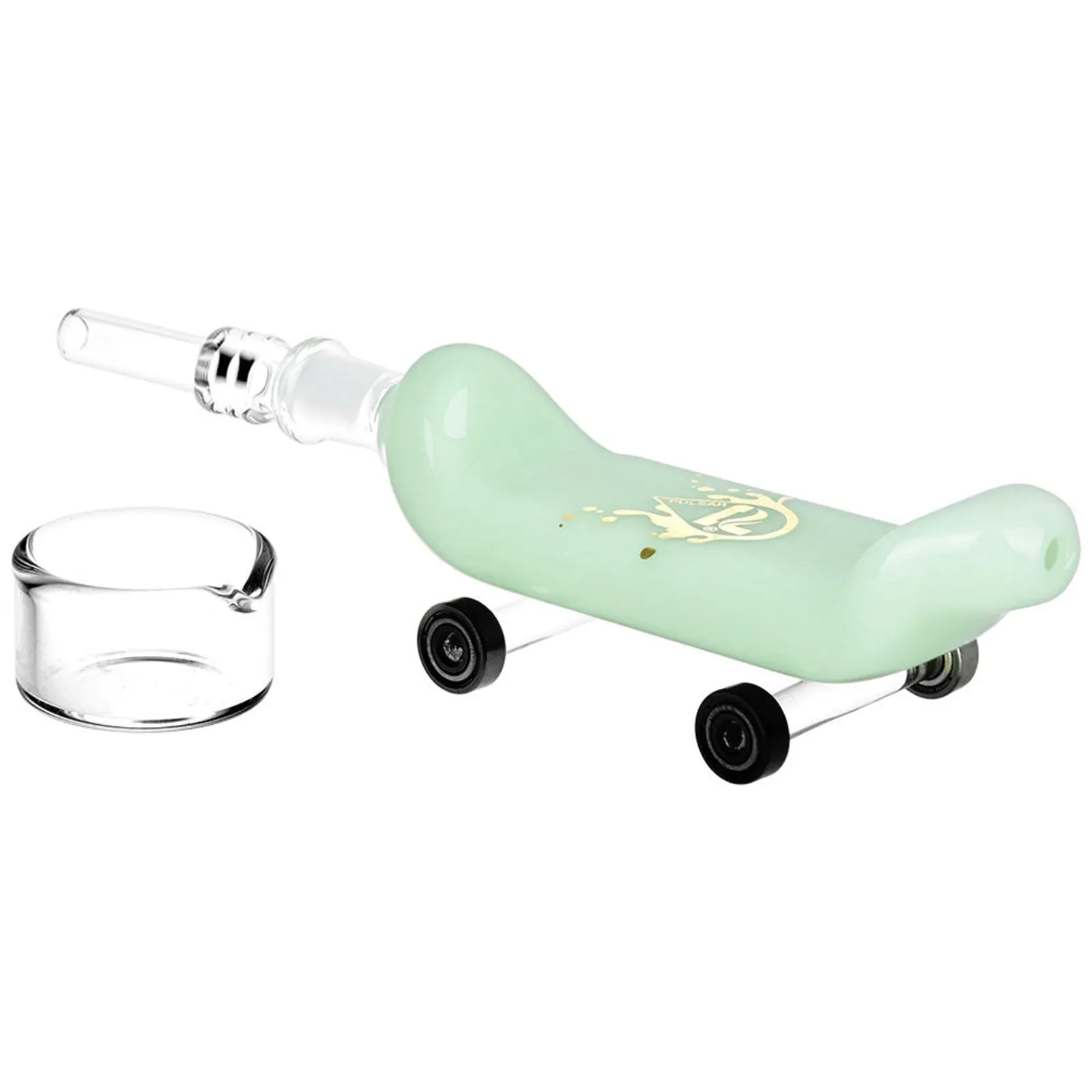 Pulsar Rolling Skateboard Dab Straw with 10mm Quartz Tip