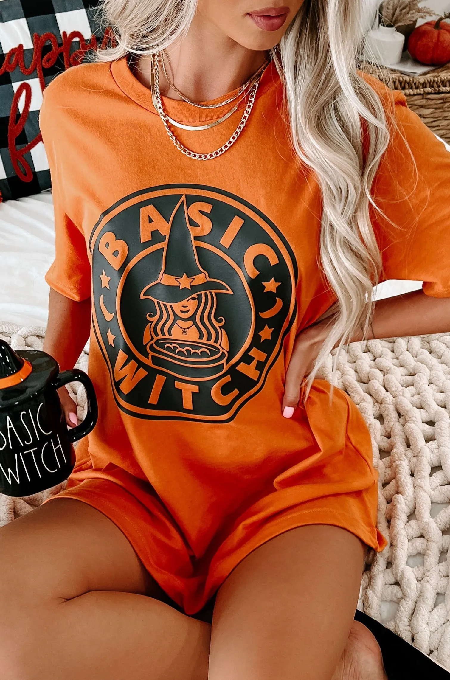 "Better Than Your Basic Witch" Graphic T-Shirt (Burnt Orange) - Print On Demand