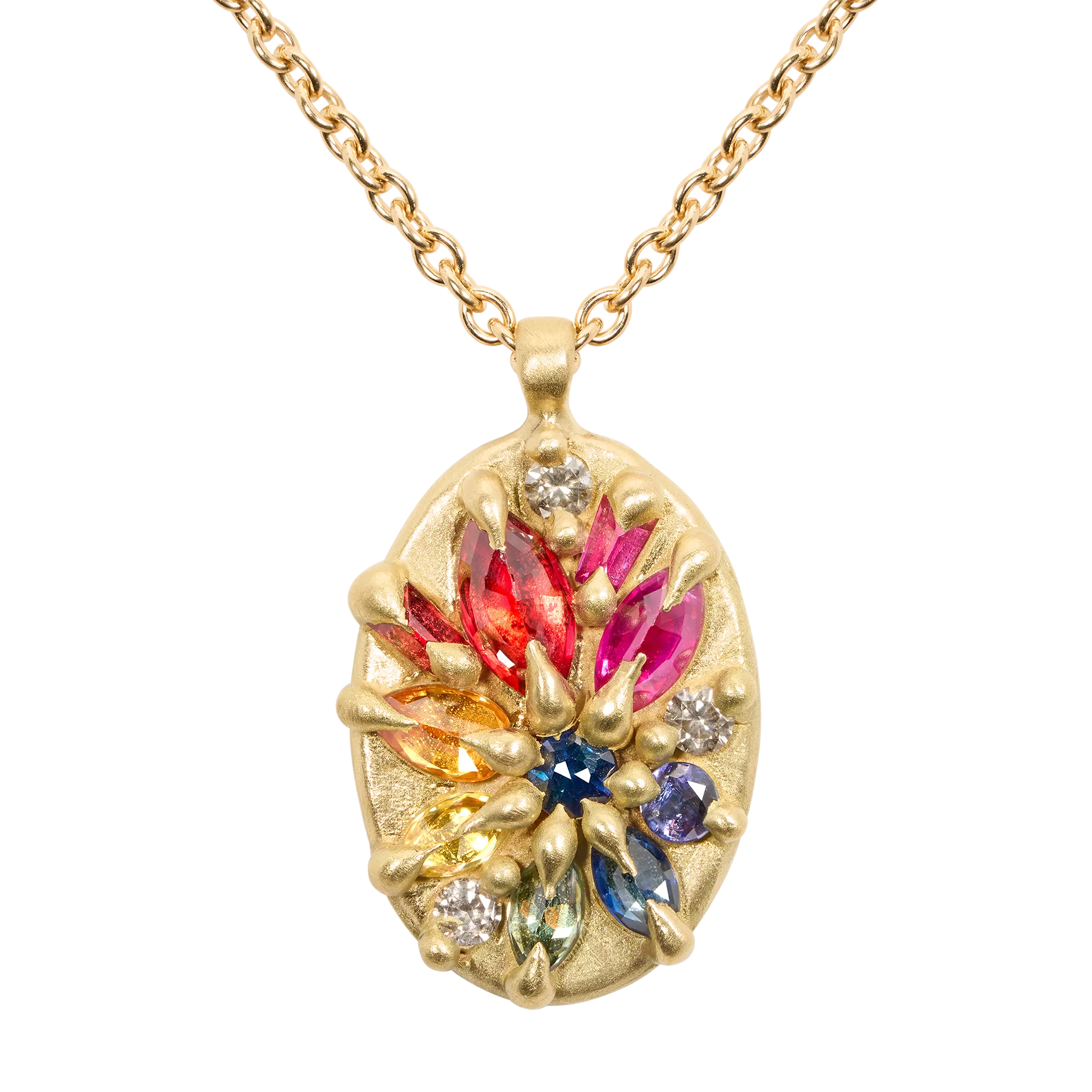 Rainbow Lotus Necklace - 11672