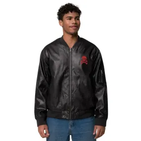 Red Skull & Crossbones Leather Bomber Jacket