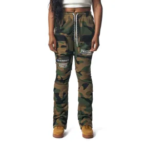 Stacked Utility High Rise Fleece Pants - Wood Camo