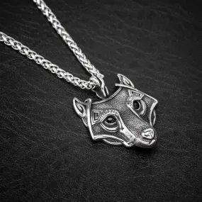 Stainless Steel Fenrir Pendant on Stainless Steel Chain