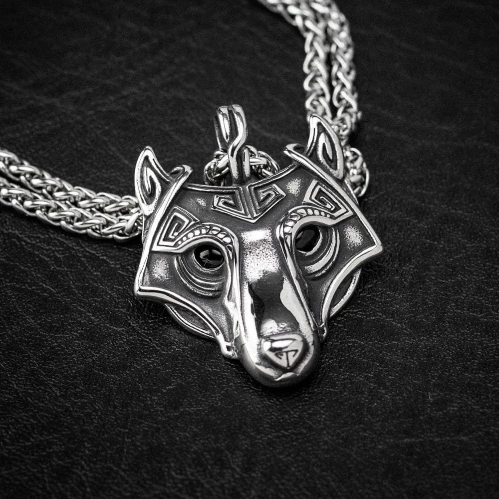 Stainless Steel Fenrir Pendant on Stainless Steel Chain