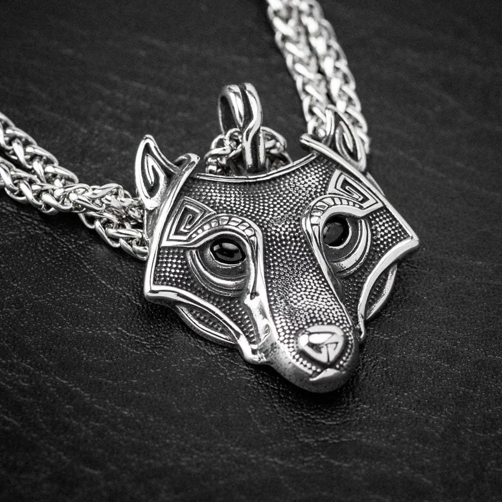 Stainless Steel Fenrir Pendant on Stainless Steel Chain