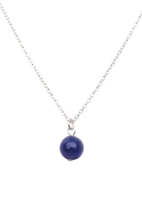 Sterling Silver Single Stone Necklace| Sodalite