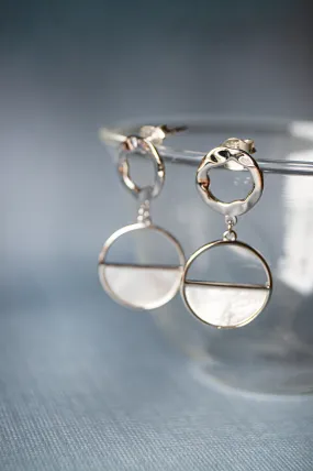 Symmetrical Mother-Of-Pearl Sterling Silver Drop Earrings